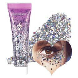 BADCOLOR Silver Face Body Glitter Gel, Holographic Shimmer Chunky Glitters Makeup for Hair Nails Eye Lips, Music Festival Concert Rave Accessories Party, Long Lasting Sparkling Mermaid Sequins Gel Kit