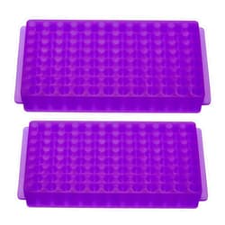 PATIKIL 96 Wells Tube Rack, 2 Pcs Vial Rack Double Panel Centrifuge Tube Holder for Microcentrifuge Tubes 0.2/0.5/1.5/2ml, Purple