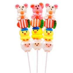 Needzo Marshmallow Kabobs Cute Bunny and Chick Shaped Marshmallows on a Stick, Gourmet Candy Party Favors for Boys and Girls, Pack of 3