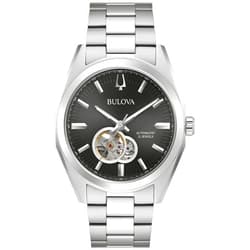 Bulova Men's Classic Surveyor 3-Hand Automatic Watch, Hack Feature, Luminous Hand, Open Aperture, Screw-Back Case, 42mm