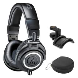 Audio-Technica ATH-M50X Professional Closed-Back Studio Monitor Headphones (Pair) Bundle with Deersync H4 4-Channel Pro Studio Headphone Amplifier