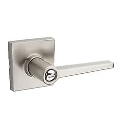 Kwikset Safelock SL4000DALSQT-15 Daylon Lever with Square Rose Privacy Lock with RCAL Latch and RCS Strike Satin Nickel Finish