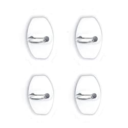 Bawkars 4 PCS Car Door Latch Lock Cover, Silicone Shock Absorption Latch Guard, Rust-proof Door Lock Cover Parts Protective Pads, Universal Automotive Exterior Accessories for Most Vehicles (White)