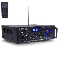 WOOPKER BT-298Pro Stereo Audio Amplifier with Bluetooth 5.0, Max 400W Peak -2.0 Channel Stereo Receiver for Karaoke & Home Theater Speakers,Home Amp W/USB, SD, RCA,Echo MIC in, Remote Control