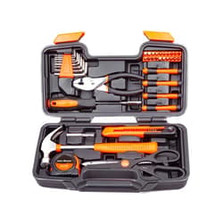 CARTMAN 39 Piece Tool Set General Household Hand Kit with Plastic Toolbox Storage Case Orange