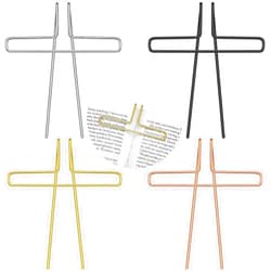 Gersoniel 4 Pack Book Page Holders for Reading Music Book Metal Clip Book Opener Holder Piano Sheet Book Reading Accessories Portable Fit Most Books for Book Lovers, Gold, Silver, Rose Gold, Black
