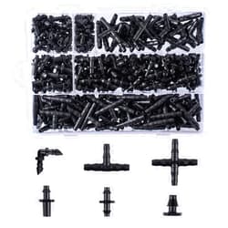 CESTAME 280 Pcs Barbed Connectors Irrigation Fittings Kit,Drip Irrigation Barbed Connectors 1/4''Tubing Fittings Kit for Flower Pot Garden Lawn(Straight Barbs,Single Barbs,Tees,Elbows,End Plug,4-Way Coupling)