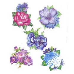 Easy 3D Toppers Flowers, Blue/Violet, 17 x 10 x 1 cm, Multicoloured