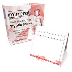 MINEROLL Styptic Stick Shave Accessories (4-Packs, 80-Sticks) Stops Bleeding for Razor Nicks and Minor Cuts for Men & Women, Sanitary and Great for Barbers & Personal, Shaving Kit Essential (1)