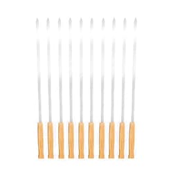 Generic Outdoor Camping Metal BBQ Fork with Wooden Handle. Durable and Practical. for Grilling. Appends Sewer Skewer Extension (White, 47X14cm)