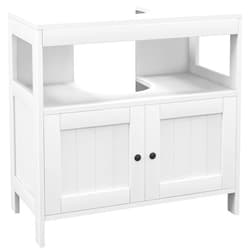 kleankin Pedestal Sink Storage Cabinet, Bathroom Under Sink Cabinet with 2 Doors and Open Shelf, Bathroom Vanity, White