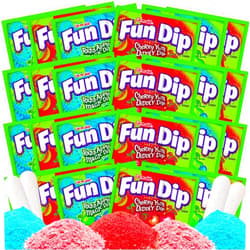 Gaudum Fun Dip Candy Bulk - Cherry Yum & Razz Apple Flavors - Party Favor Candy, Fun Size Candy, Candy Individually Wrapped, Party Candy (24 count, 0.43 oz each) - Includes World of Candy Sticker