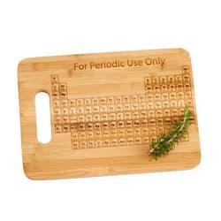 The Quintessential Hostess STEM Gift Periodic Table Engraved Bamboo Wood Cutting Board with Handle and Funny Quote Graducation Gift for Teacher Scientist Chemist Professor Student Graduate