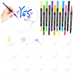 DIMEGON White DIY Hats Set, 16PCS Kids DIY Hats with 12 Colored Pens for Youth,Halloween DIY Painting Blank Baseball Hats, Creative Adjustable Baseball Cap Hat for Family Bond, DIY Parties, Crafts, Art