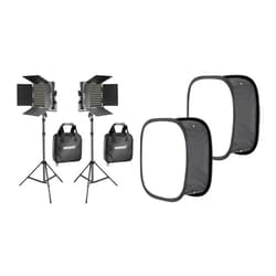 NEEWER 2 Pack Bi Color 660 LED Video Light and Stand Kit: (2) 3200-5600K CRI 96+ Dimmable Light with U Bracket and Barndoor, (2) 75“ Light Stand, (2) Softbox for Studio Photography Video Recording