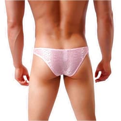 IBAKOM Men's Lace Panties Floral Sheer Pouch Mesh Low Rise Bikini Briefs Sissy Crossdress Lingerie Underpants