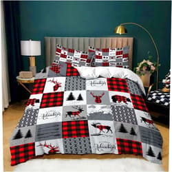 CCUNSZI Christmas Bed Duvet Cover Twin Queen King Size Bedding Sets Cute Cartoon Printed Kids Boys Girls Comforter Cover Breathable 1 Duvet Cover and 2 Pillow Shams,A,Twin