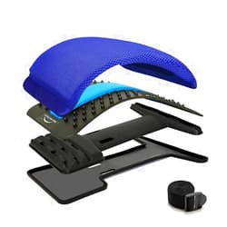 Magic Back Support Multi-Level Magic Back Stretching Device with Memory Foam Pad,Back Lumbar Support for Office Chair and Car Lumbar Traction Device for Back Pain Relief(Blue Pad/Black)