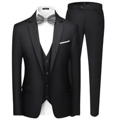 MAGE MALE Men's 3 Pieces Suit Elegant Solid One Button Slim Fit Single Breasted Party Blazer Vest Pants Set
