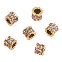 BENECREAT 6Pcs 11mm Antique Golden Paracord Beads Brass Charms, EDC Lanyard Beads for Pendant Buckle Keychain Pendant Flashlight Jewelry Pendant DIY Accessories(6.3mm Hole)