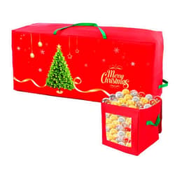 Yichuke Christmas Tree Storage Bag, 7.5Ft Christmas Tree Bag 2 Piece Set Includes a Storage Bags for Xmas Decorations, Reinforced Handles & Sleek Dual Zipper Waterproof Xmas Tree Bag