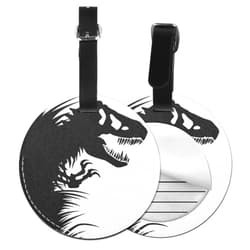LUBHWT Luggage Tag Jurassic Park Dinosaurs in Grass, Pu Leather Bag Travel Suitcases Id Identifier Baggage Label for Women Men Boys Girls 4