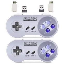 ZAMPAM Wireless Controller for Mini SNES (Classic Edition, Only Works with Original Mini SNES Gamepad with USB Wireless Receiver Compatible with Switch, Windows,iOS,Liunx,Android Device (2 Packs)