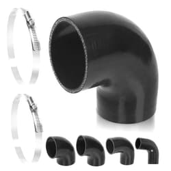 Swpeet 3Pcs 3 Inch - 76mm 90 Degree Elbow 4-Ply Reinforced Silicone Hose with 72-95mm 304 Stainless Steel T Bolt Hose Clamp Kit, Automotive Pure Silicone Hose for Turbo Intake Intercooler