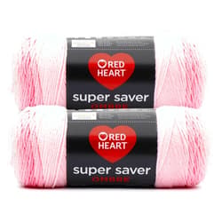 Red Heart Super Saver Jumbo Light Pink Yarn - 2 Pack of 10oz/283g - 100% Acrylic - #4 Worsted (Medium) - 482 Yards - Knitting/Crochet