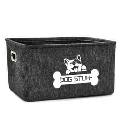 Thankspaw Dog Toy Basket, Pet Supplies Storage Basket with Metal Handle, Dog Toy Box Collapsible Pet Storage Collection for Organizing Dog Cat Toys