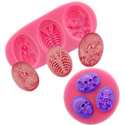 LSHCX Skeleton Skull Fondant Cake Mold Silicone Chocolate Candy Mould, 2 Pack