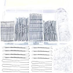 Teenitor 300pcs Silver Bobby Pins Hair Pins Kit, 100pcs Bobby Pins 100pcs Hair Pins for Women, Hair Pins for Buns， 100pcs Hair Bands, Hair Pin 2