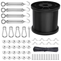 Fil-fresh String Light Hanging Kit 200ft, 304 Stainless Steel Wire Rope Tension Wire for String Lights, 1/16 Globe String Lights Suspension Kit, Guide Wire for Outdoor String Lights with Hooks and Screws