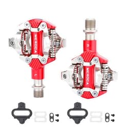 Meteorolite Mountain Bike SPD Pedals, Black/Red/Dazzle Aluminum Alloy Sealed Clipless Pedals, Compatible with Shimano SPD Type Cleats Easy Clip in or Out, Dual Platform MTB Pedals