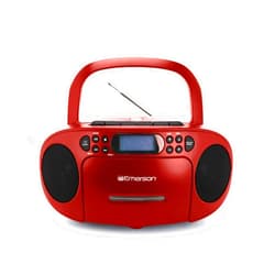 Emerson Portable CD Player Boombox with Cassette Player Combo, Tape Recorder, AM/FM Radio, AUX, Headphone Jack, Dual Speakers, AC/DC & Battery Operated - Stereo System for Home, Indoor & Outdoor Use