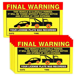 ETIKEDO 50 Final Warning Parking Violation Stickers, Your License Plate was Recorded, Violation Warning Notice Vehicle is Illegally Parked Sticker - Large Size 5 X 9 inches.