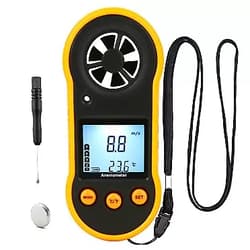 RZ Digital Wind Speed Meter Anemometer Handhled Wind Gauges Air Flow Velocity Meter for Measuring Wind Chill Temperature Speed, Wind Meter Thermometer Gauge for Shooting Windsurfing Fishing Hunting