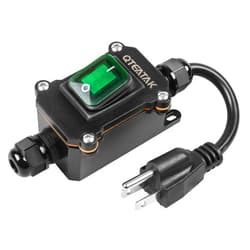 QTEATAK Inline Cord Switch DPST AC 20A-125V, 16A-250V, IP66 Waterproof Green LED Switch 2 Position On-Off 4-Pin Bilateral Wiring Switch with Power Cord, Button Size of Wiring Hole is PG9