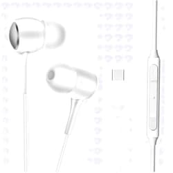 EGMITFX 2023 Type-C Stereo Earphones for Samsung Galaxy S23 Ultra/S22 Ultra/S21 Ultra/S20 Ultra/Note10+/S9/S8, in-Ear Earbuds Headphones with Mic & Volume Control, White