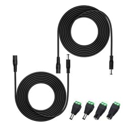HayEastdor 2PCS 10FT(3m) 12V DC Power Extension Cable with Power Jack Adapter Connectors(2 x Male + 2 x Female) 5.5mm x 2.1mm DC Power Adapter Extension Cord and Cable Wire Ends Plug HE016