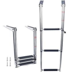 Marinebaby 3 Step Boat Ladder Folding, Stainless Steel Telescoping Swim Ladder for Boat,Pontoon,Yacht,Truck,RV