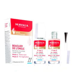 Mavala Nail Shield, 2 Count, Phase 1 & 2, Clear Nail Polish Top Coat, Nail Strengthener, Nail Growth & Nail Hardener Treatment, Nail Care and Repair for Brittle or Split Nails