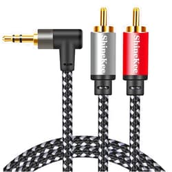 ShineKee AUX RCA Cable 10 FT, 3.5mm to 2-Male RCA Audio Auxiliary Adapter Stereo Splitter Cable Dual Shielded Gold-Plated Nylon-Braided Breakout Cord for Smartphone, Speakers, Tablet, HDTV, MP3 Player (10FT)