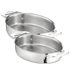 All-Clad Specialty Stainless Steel Oval Bakeware Set 2 Piece Induction Pots and Pans Silver