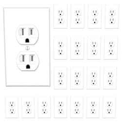 TAKETEK Duplex Receptacle Outlet,Tamper-Resistant Electrical Outlet with Wall Plate, Residential Grade, 15A 125V, Self-Grounding, 2-Pole, UL Listed, White (20 Pack）