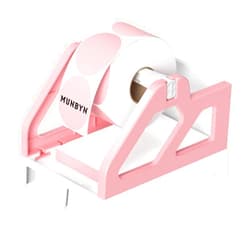 MUNBYN Label Holder for Rolls and Fan-Fold Labels, Thermal Sticker Roll Holder for Desktop Thermal Printer Shipping Supplies Industrial Paper, Pink