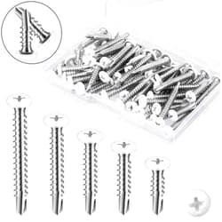 Funrous 100 Pcs 5 Size #8 White Screws White Wood Screws White Pan Head Screws White Sheet Metal Screws Stainless Steel Screws Wall Plate Fast Self Tapping Screws Thread Truss for Switches Covers Replacement