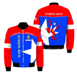 MDPrints Global MDPrints Personalized Puerto Rico Flag Bomber Jacket For Men - Puerto Rican Pride Bomber Jacket With Custom Name