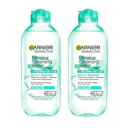 Garnier Micellar Water with Hyaluronic Acid, Facial Cleanser & Makeup Remover, Hydrating and Plumping, For All Skin Types, Vegan, Cruelty Free, 13.5 Fl Oz (400mL), 2 Count