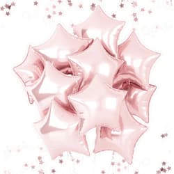 FEYG Rose Gold Star Foil Balloons, 18 Inches Star Foil Balloons for Helium, 10 pcs Rose Gold Star Birthday Balloons Set for Birthday Party Graduation Baby Shower Wedding Anniversary Party Decorations